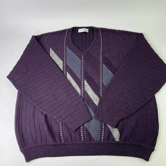 ST. CROIX MEN’S PULLOVER Indigo Purple Size XL wool knit V-Neck SWEATER - Picture 1 of 10